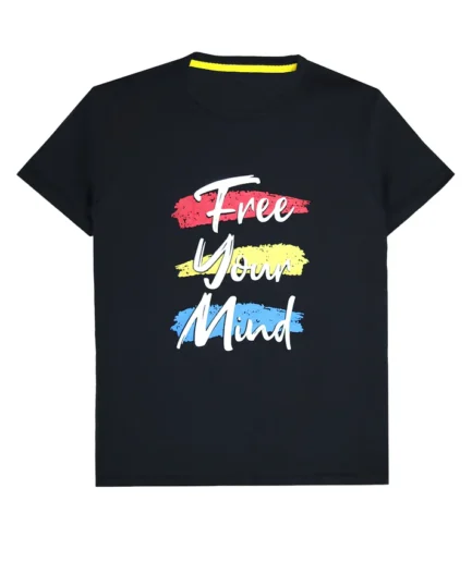 Black Free Your Mind Slogan T-Shirt For Boys