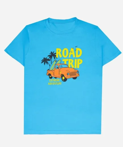 Blue Road Trip Slogan T-Shirt For Boys