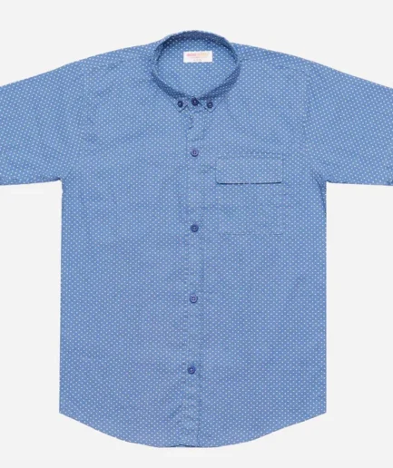 GREY COTTON, PRINTED CASUAL SHIRT FOR BOYS