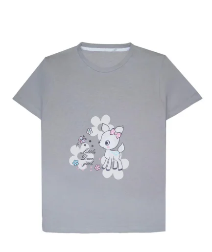 Grey Slogan T-Shirt For Girls