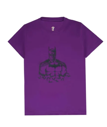 PURPLE BATMAN Slogan T-Shirt For Boys