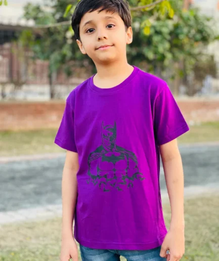 PURPLE BATMAN Slogan T-Shirt For Boys