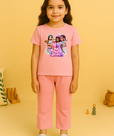 Pink Barbie Family Tracksuit For Girls