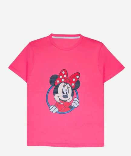Pink Minnie Slogan T-Shirt For Girls