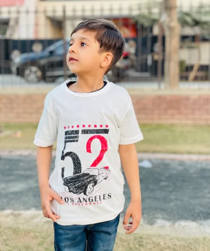 White 52 Slogan T-Shirt For Boys