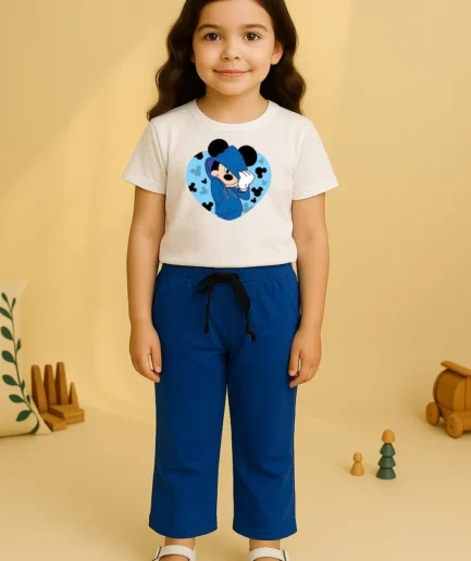 White Blue Mici Bellbottom Trouzer Full Set