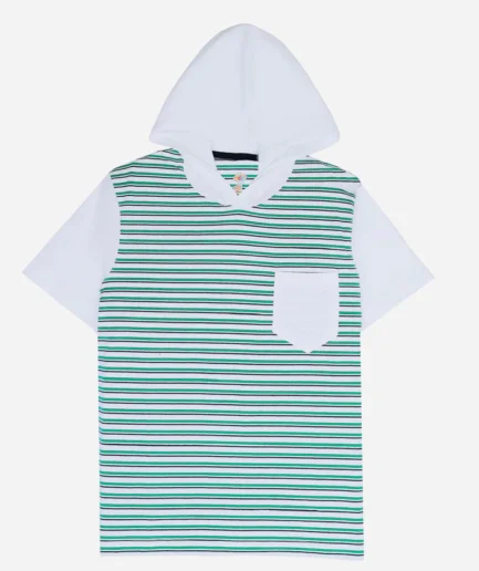 White Green Cap Slogan T-Shirt For Boys