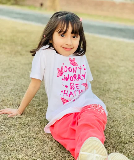 White Pink Butterfly Track-Suit For Girls