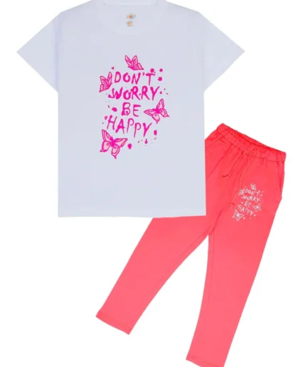 White Pink Butterfly Track-Suit For Girls